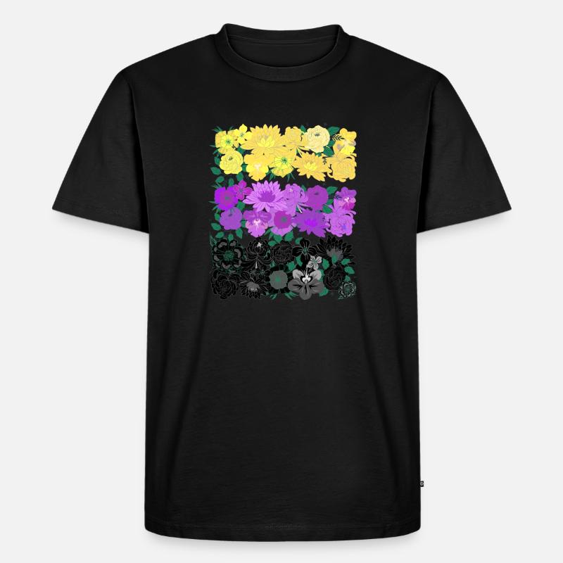 Non binary flower flag - Männer Premium Bio T-Shirt - Schwarz