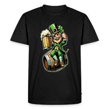 Beer Barrel Leprechaun (Irish Leprechaun) - Men's Premium Organic T-Shirt - black - Front - Nico (187cm)