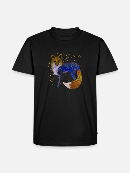Fuchs bei Nacht - Männer Premium Bio T-Shirt - Schwarz