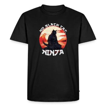 Vintage japonais coucher de soleil Style chat chaton amoureux - T-shirt Premium bio Homme - noir - Devant - Nico (187cm)