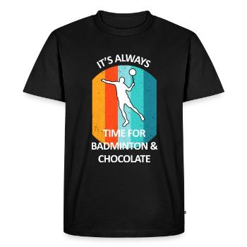 Badminton Badminton Badminton Player Chocolat - T-shirt Premium bio Homme - noir - Devant - Nico (187cm)