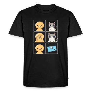 Conception cassée d’oreiller de chat pour les propriétaires de chats - T-shirt Premium bio Homme - noir - Devant - Nico (187cm)