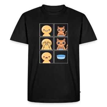 Cat Eats Fast Design for Cat Owners - Men's Premium Organic T-Shirt - black - Front - Nico (187cm)