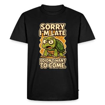 Sorry I'm Late - Grumpy Turtle - Men's Premium Organic T-Shirt - black - Front - Nico (187cm)