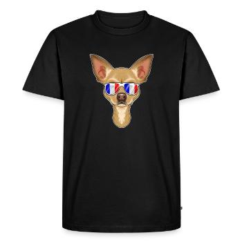 Chihuahua France Lunettes de soleil I Français Drapeau - T-shirt Premium bio Homme - noir - Devant - Nico (187cm)