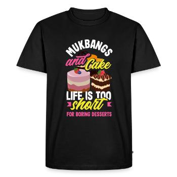 Mukbang et gâteau - T-shirt Premium bio Homme - noir - Devant - Nico (187cm)