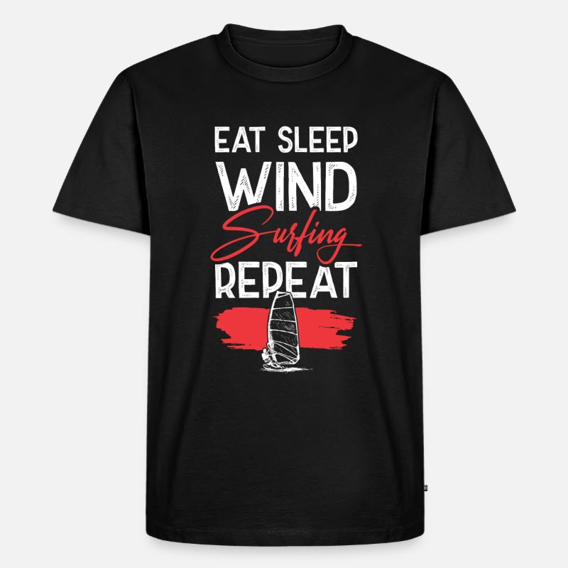 eat sleep windsurfing repeat - Männer Premium Bio T-Shirt - Schwarz