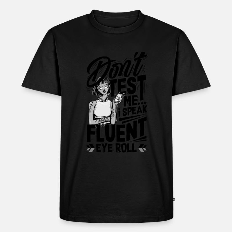 Fluent Eye Roll Expressive - Männer Premium Bio T-Shirt - Schwarz