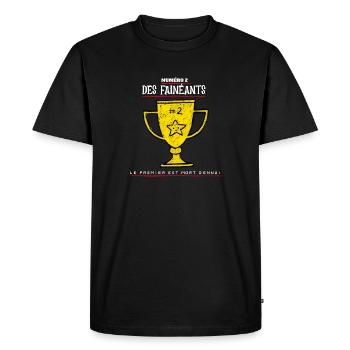 Numéro 2 des fainéants le premier est mort d'ennui - T-shirt Premium bio Homme - noir - Devant - Nico (187cm)