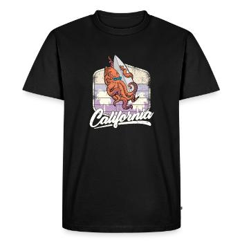 Surfing Summer Octopus Surfboard Holiday Ocean - Men's Premium Organic T-Shirt - black - Front - Nico (187cm)
