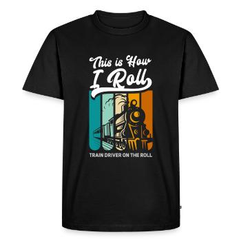Train Railroad Workers Train Guiding Station - Men's Premium Organic T-Shirt - black - Front - Nico (187cm)