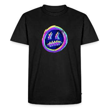 Crazy Smiley Emoticon - RGB Glitch - Men's Premium Organic T-Shirt - black - Front - Nico (187cm)