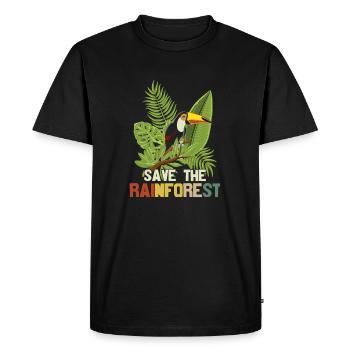 Sauvez la forêt tropicale avec le tucan et le design floral - T-shirt Premium bio Homme - noir - Devant - Nico (187cm)