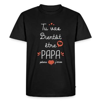 annonce grossesse papa naissance bébé - T-shirt Premium bio Homme - noir - Devant - Nico (187cm)