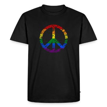 Paix Arc-en-ciel Drapeau arc-en-ciel Paix - T-shirt Premium bio Homme - noir - Devant - Nico (187cm)