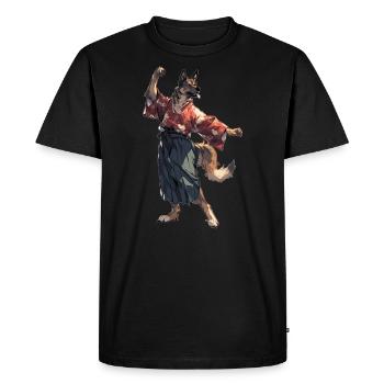 Samurai German Shepherd - Men's Premium Organic T-Shirt - black - Front - Nico (187cm)