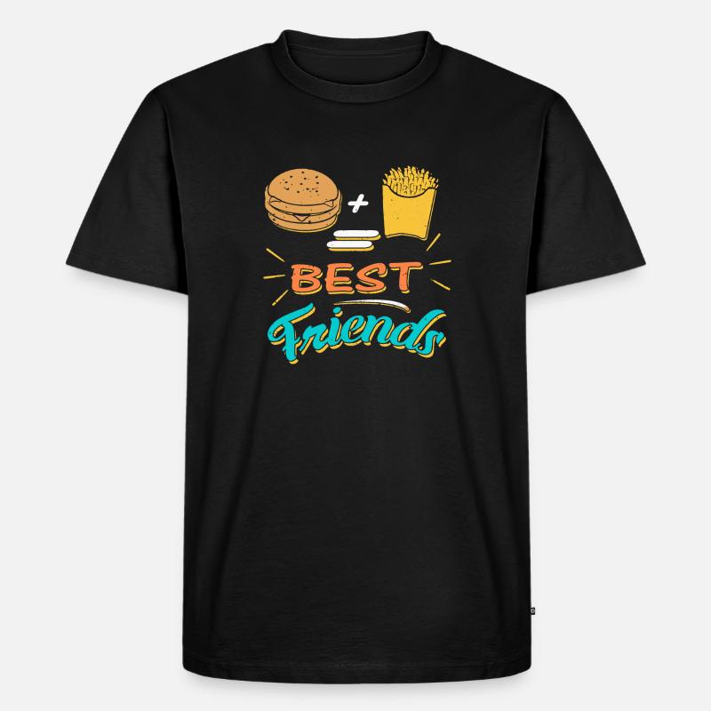 Burger + Pommes = Beste Freunde - Männer Premium Bio T-Shirt - Schwarz