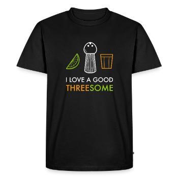 Tequila Threesome Funny Alcohol Party Saying - Men's Premium Organic T-Shirt - black - Front - Nico (187cm)