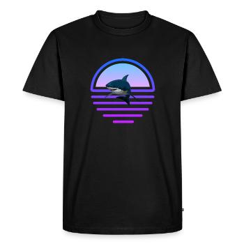 Shark Marine Animal Predator Vaporwave Shark - Men's Premium Organic T-Shirt - black - Front - Nico (187cm)