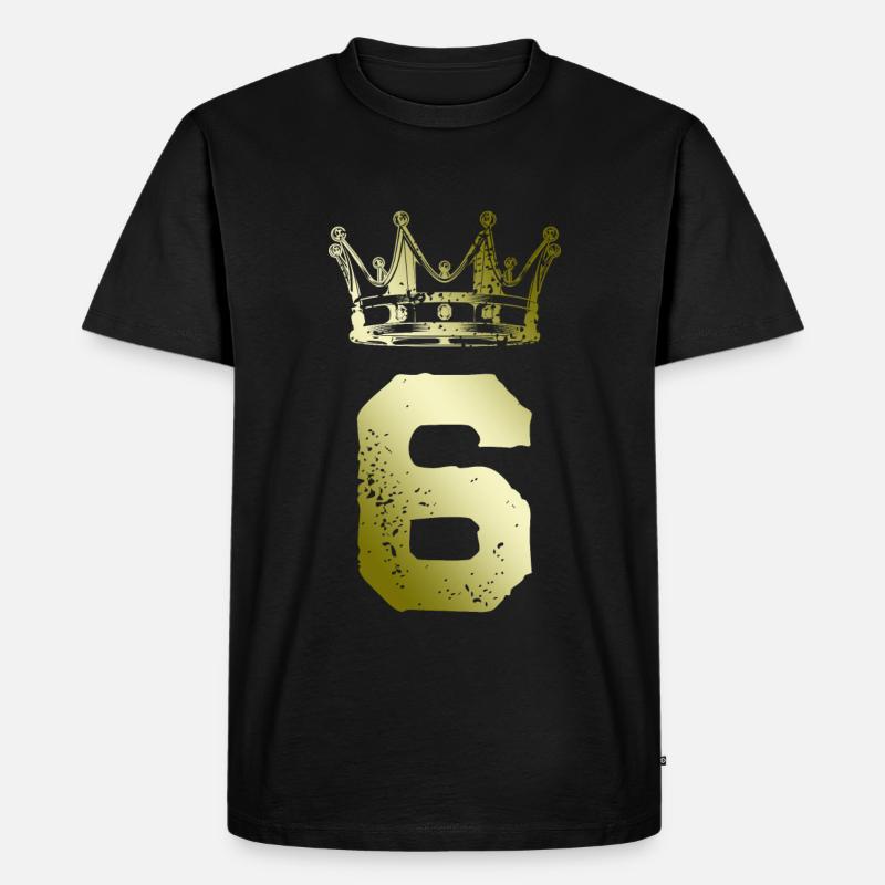 6 Zahl Krone - Männer Premium Bio T-Shirt - Schwarz