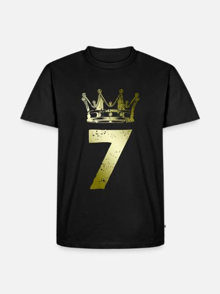 7 Zahl Krone - Männer Premium Bio T-Shirt - Schwarz