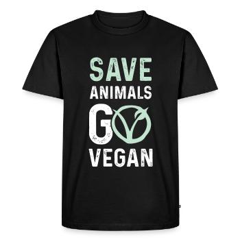 Végétalien bien-être animal - T-shirt Premium bio Homme - noir - Devant - Nico (187cm)