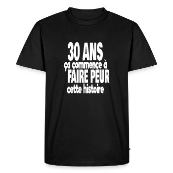 30 ans - T-shirt Premium bio Homme - noir - Devant - Nico (187cm)
