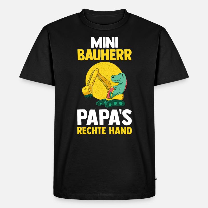 Bagger Dinosaurier Bauherr - Männer Premium Bio T-Shirt - Schwarz