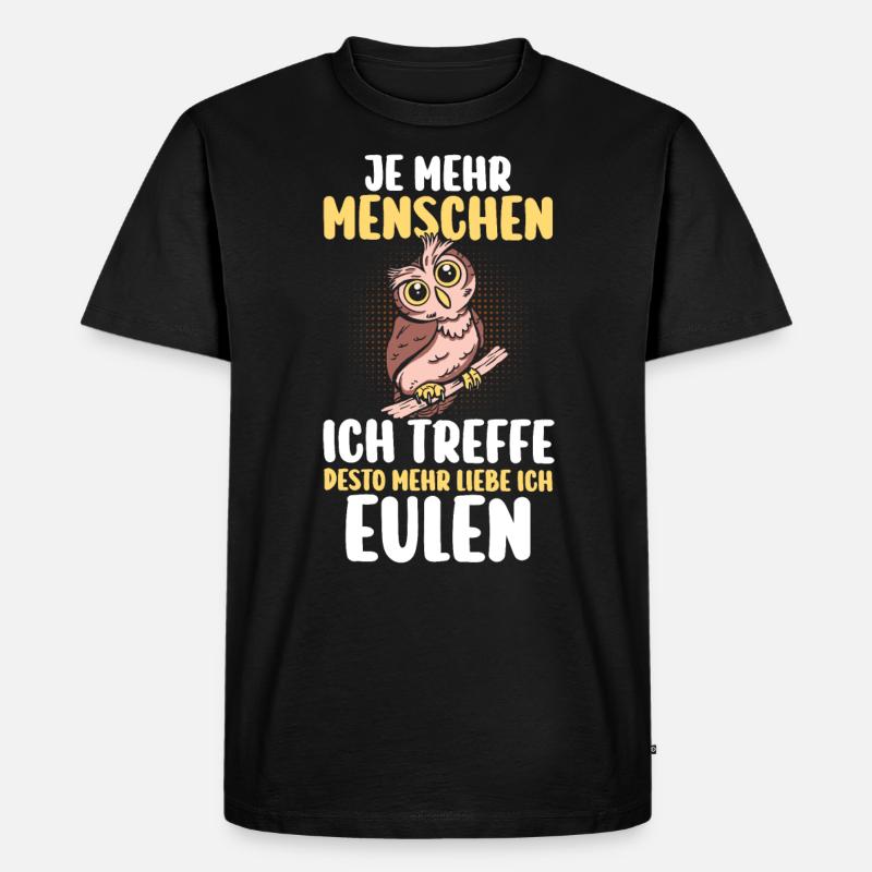 Eulen - Männer Premium Bio T-Shirt - Schwarz