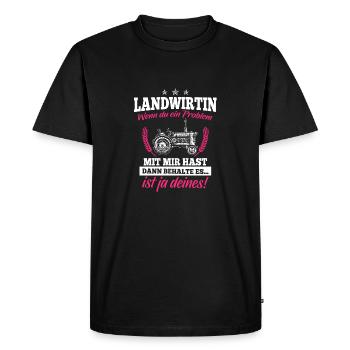 Chemise paysanne · tracteur · femme · un problème? - T-shirt Premium bio Homme - noir - Devant - Nico (187cm)