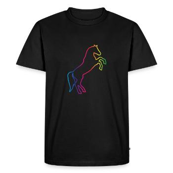Cheval aux couleurs arc-en-ciel - T-shirt Premium bio Homme - noir - Devant - Nico (187cm)