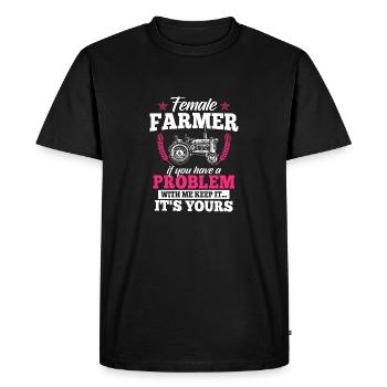 Farmer Shirt · Tracteur · Femme · Problèmes? - T-shirt Premium bio Homme - noir - Devant - Nico (187cm)