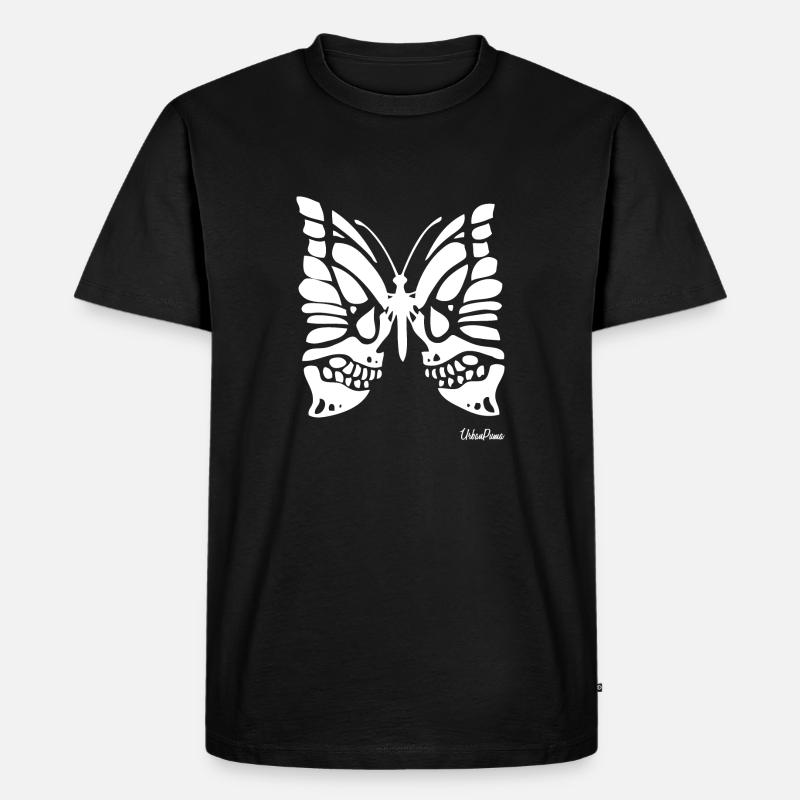 butterfly skull schmetterling knochen - Männer Premium Bio T-Shirt - Schwarz