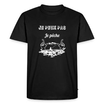 Je peux pas je pêche - T-shirt Premium bio Homme - noir - Devant - Nico (187cm)