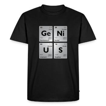 Tableau périodique GENIUS ombre grise - T-shirt Premium bio Homme - noir - Devant - Nico (187cm)