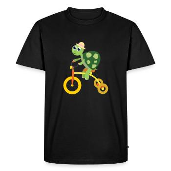 Tortue sur tricycle - T-shirt Premium bio Homme - noir - Devant - Nico (187cm)