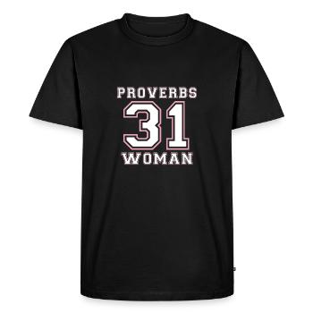 Proverbes 31 Femme - Vêtements chrétiens - T-shirt Premium bio Homme - noir - Devant - Nico (187cm)