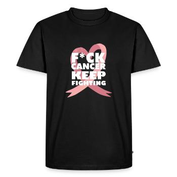 keep fighting defeat breast cancer pink - Men's Premium Organic T-Shirt - black - Front - Nico (187cm)