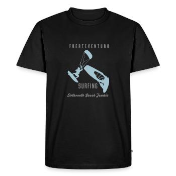 Kitesurfer Windsurfer Fuerteventura blue grey - Men's Premium Organic T-Shirt - black - Front - Nico (187cm)