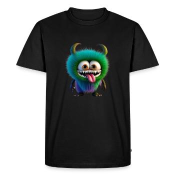 Happy Halloween cute monster tongue out scary fun - Men's Premium Organic T-Shirt - black - Front - Nico (187cm)
