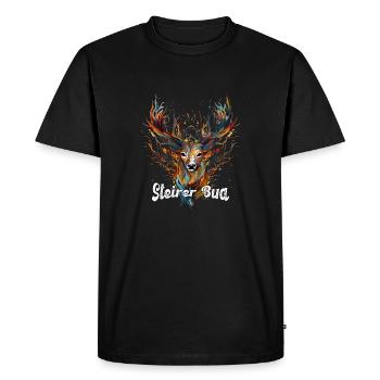 Steirer Bua mit Hirsch Steiermark Design Steirer - Men's Premium Organic T-Shirt - black - Front - Nico (187cm)