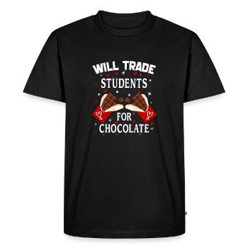 Will Trade Students For Chocolate Valentines Day - T-shirt Premium bio Homme - noir - Devant - Nico (187cm)