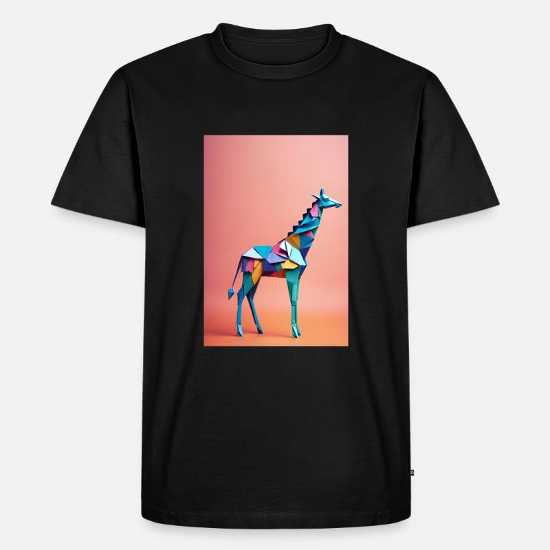 Origami Giraffe - Männer Premium Bio T-Shirt - Schwarz