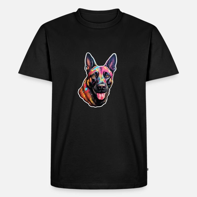 Belgian Malinois psychedelisch - Männer Premium Bio T-Shirt - Schwarz