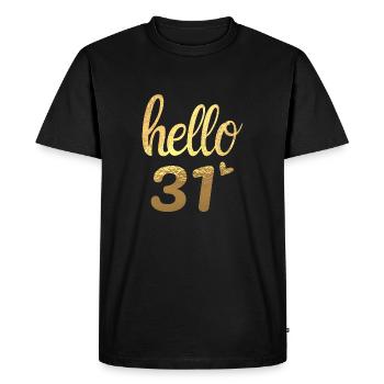 Hello 31 doré - T-shirt Premium bio Homme - noir - Devant - Nico (187cm)