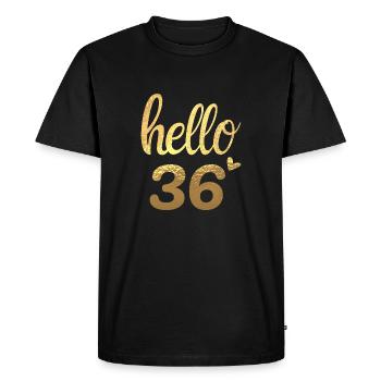 Hello 36 doré - T-shirt Premium bio Homme - noir - Devant - Nico (187cm)