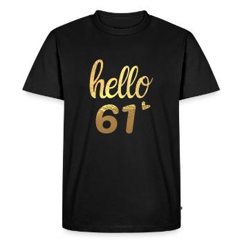 Hello 61 doré - T-shirt Premium bio Homme - noir - Devant - Nico (187cm)