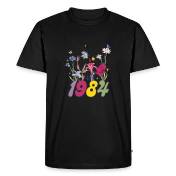 Year of birth 1984 wildflowers - Men's Premium Organic T-Shirt - black - Front - Nico (187cm)