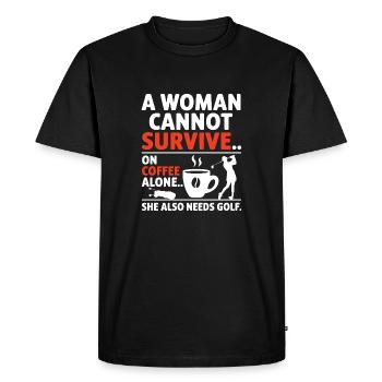 a woman cannot survive on coffee alone - T-shirt Premium bio Homme - noir - Devant - Nico (187cm)