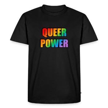 Queer Power Rainbow Text - Men's Premium Organic T-Shirt - black - Front - Nico (187cm)